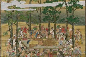banquet of the officers of the st george civic guard company 1 Painting - The Death of the Historical Buddha Hanabusa Itcho Buddhism
